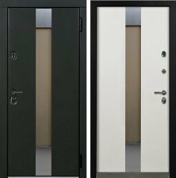 Металлическая однопольная дверь премиум класса со стеклом в дом ДВ-275