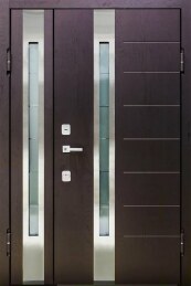 Распашная входная дверь со стеклопакетом элитная в классическом стиле ДВ-390