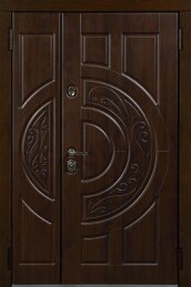 Двустворчатая входная дверь с отделкой филёнкой элитная для дома ДВ-401