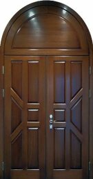 Дверь арочная премиум двухстворчатая с верхней вставкой и отделкой МДФ ДВ-504