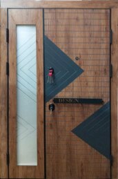 Металлическая двухстворчатая дверь премиум класса со стеклопакетом ДВ-30