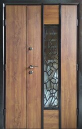 Входная двухстворчатая дверь с окном элитная в частный дом уличная ДВ-52