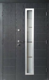 Дверь двухстворчатая со стеклопакетом элитная с оформлением ДВ-185